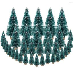 Decorative Flowers 35 PCS Miniature Christmas Tree Artificial Snow Frost Trees Pine For DIY Craft Party Decoration (4 Size)