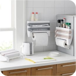 Fresh packaging dispenser with storage rack plastic cutter wall mounted paper towel rack kitchen organizer 240506