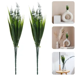 Decorative Flowers 5 Pcs Green Grass Dining Table Artificial Lavender Iron Wire Wedding Home Decorations Fake