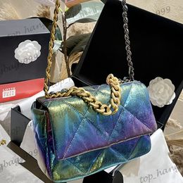 Womens Exquisite Metallic Pearl Gradient 19 Series Shoulder Bags With Gold Chains Diamond Lattice Bag Purse Cross body Strap Handbags 20cm