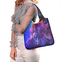 Shopping Bags Hycool Space Galaxy Starry Sky Print Handbags For Women Cute Tote Bag Reusable Top Handle Large Capacity