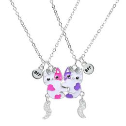 Jewelry Magnetic Attraction Cute Cat Activity Tail Magnet Two Person Combination Necklace Best Childrens Cartoon Necklace for Good Friends WX5.21 WX5.21