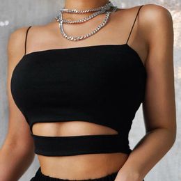 Women's Tanks 2024 Fashion Sexy Women Summer Casual Sleeveless Cut-Out Short Tee Shirt Crop Top Vest Strap Tank Blouse