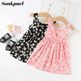 Girl Dresses Baby Girls Clothes Sleeveless Flower Print Bowknot Kid Summer Princess Dress Children Party Ball Pageant Outfit