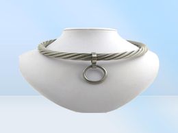 Pendant Necklaces ACE Stainless Steel wirerope Lockable torkue slave Collar Choker Men women chain Necklace bondage restraints set choker 2211034102310