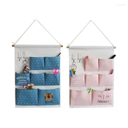 Storage Bags Multifunction 7 Pocket Cartoon Wall Hanging Bag Makeup Cosmetic Box Foldable Organizer Basket Home Decor