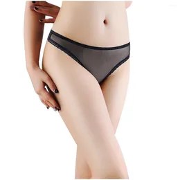 Women's Panties Sheer Mesh Sexy Thong Transparent Low Waist Erotic Lingerie For Women Solid Breifs Full Ultra Thin Panochas