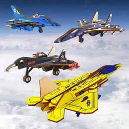 Aircraft Modle 1 mini simulated wooden assembly Aeroplane model building toy DIY childrens brain game building block toy S2452204