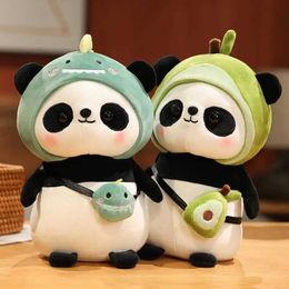 Plush Dolls Cute Cartoon Panda Plush Toys Cosplay Avocado Dinosaur Rabbit Star Sunflower Animal Stuffed Doll Kids Girls Gift H240521