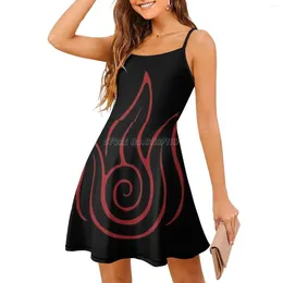 Casual Dresses Fire The Last Airbender ( Dark ) Women's Sling Floral Summer Sleeveless Party Beach Sundress Nation La