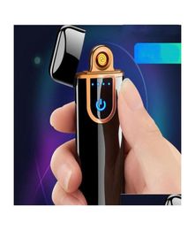 Christmas Gift Creative Novelty Electric Touch Sensor Cool Lighter Fingerprint Sensor Usb Rechargeable Portable Windproof Lighters2594359