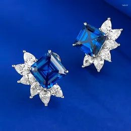 Stud Earrings S925 Silver 8 8mm Royal Blue High Carbon Diamond Small And Versatile Daily Wholesale