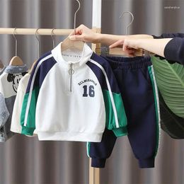 Clothing Sets Children's Boy Suit Autumn Spring Letter Zip Jacket Coat And Sport Pant Set Sweatshirt Top Sweatpant Kid 2pcs Outfit Tracksuit