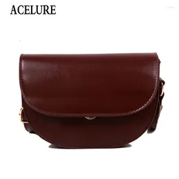 Shoulder Bags ACELURE Solid Colour PU Leather Crossbody Ladies Shopping Purse Tote Simple Style Small Sanddle Flap For Women
