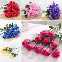 Decorative Flowers 4Pcs Valentines Rose Bouquet Soap Day Gift Artificial Flower Fake Anniversary Wedding Decor