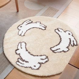 Carpets Round Tufting Bedroom Rug Fluffy Cartoon Carpet Living Area Foot Pad Kids Room Doormat Aesthetic Home Warm Decor