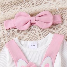 Clothing Sets Baby Girl 3Pcs Outfits Set Short Sleeve Romper Suspender Skirt With Headband Infant Outwear Easter Clothes