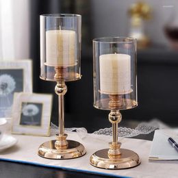 Candle Holders Romantic Glass Holder Art Modern Aesthetic Wedding Luxury Candlestick Nordic Kerzenhalter Metal Pillar Candelabra OO50YH