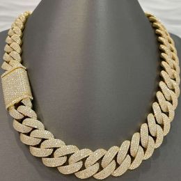 20 MM VVS Diamond Cuban Link Iced Out Choker Necklace Moissanite Sterling Sier Men Women Rapper Chain