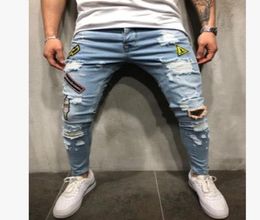 Mens Skinny jeans Casual Slim Biker Denim Knee Hole hiphop Ripped Pants Washed High quality fashion multiple choices2903245
