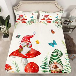 Bedding sets Red Mushroom Kawaii Comforter Set Twin Size Kids Botanical Plant Theme Print Quilt Bed for Boys Girls Adults H240521 Y779