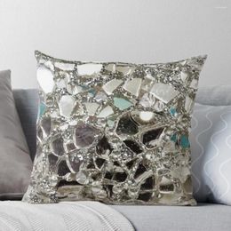 Pillow Pographic Image Sparkly Silver Glitter Glass And Mirror Throw Decorative Cover Ornamental