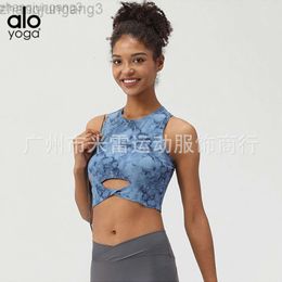 Designer Alooo Yoga Aloe Sports Bra Print Sexy Hollow Out Fitness Vest Camouflage High Neck Yoga Suit Lingerie for Women