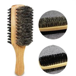 2024 Men Boar Bristle Hair Brush Natural Wooden Wave Brush for Male, Styling Beard Hairbrush for Short,Long,Thick,Curly,Wavy Hair natural