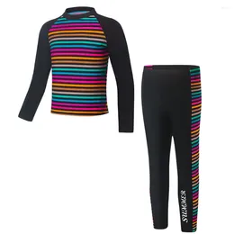 Clothing Sets Girls Long Sleeve Swimsuits Two Pieces Set Rash Guard Swimwear Quick Dry Surfing Wetsuit For Kids Beach Water Sport Bathing