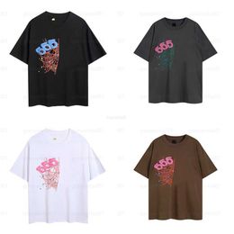 Spider Shirt Designer t Shirt Men Short Sleeve Round Neck Young Thug Foaming Letters 555555 Couple Tshirt Pink Cotton Blend Street Hip Hop Trend Daily Outfit Tshirtdb