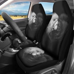 Car Seat Covers Vehicle Clean Protector Black White Lion Pattern Auto Front Cover Set Universal Fit Most Truck Van Personalized Design