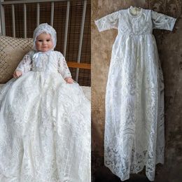 Christening dresses Elegant lace baby Christmas dress long sleeved first communion dress toddler baby shower dress Q240521