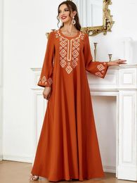 Ethnic Clothing Embroidery Muslim Maxi Dress For Women 2024 Fashion Dubai Turkey Abaya Femme Musulman Jalabiya Islam Kebaya Robe Caftan Gown