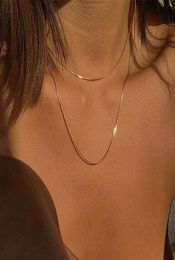 kpop women gold color choker necklaces thin chain on the neck minimalist pendant jewelry 2021 chocker collar for girl2305275