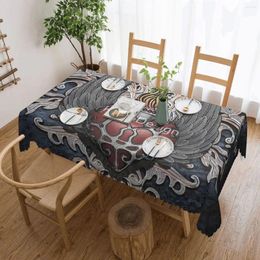 Table Cloth Heart And Wings Tablecloth 54x72in Wrinkle Resistant Decorative Border Festive Decor