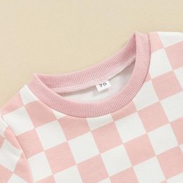 Clothing Sets Reachligh Toddler Baby Girl Summer Short Outfit Checkered Plaid Sleeve T-shirt Drawstring Shorts Checkerboard Set