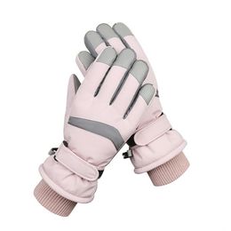 Pu Ski Gloves High-density Cold Proof Gloves Riding Gloves Plush Mittens Anti Slip Outdoor Mittens Thickened Finger Touch Screen