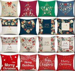 quality 20 Colours decorative pillow covers for christmas Halloween linen pillows 4545CM custom Santa printed leaning pillowcase C1303445