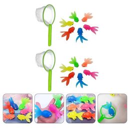 Bath Toys 2 sets of soft rubber goldfish sets childrens toys underwater fishing games diving cartoons baby showers Tpr childrens showers d240522