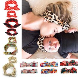 Hair Accessories 2PCS Maternal and Infant Turbo Headband Accessories Baby Girl Twisted Knot Headband Family Leopard Parents Children Headband Y240522