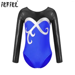 Girl Dresses Kids Girls Ballet Leotard Long Sleeve Gymnastics Workout Dancewear Bodysuit Shiny Rhinestone Sports Competition Dance Costumes