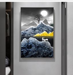 Modern Abstract Black and Gold Snow Mountain canvas painting Wall Art Pictures for Living Room Home Decor No Frame2745039