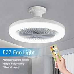 Intelligent 3-in-1 ceiling fan with remote control and 3-speed E27 AC85-265V lighting base used for bedroom and living room lighting 240521