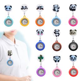 Other Clocks Accessories Panda 12 Clip Pocket Watches Sile Nurse Watch On Easy To Read Retractable Hospital Medical Workers Badge Reel Ot0Pv