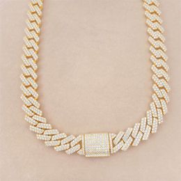 Fine Jewellery Men Necklace Sterling Sier 15Mm VVS Moissanite Cuban Link Chain