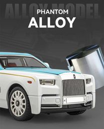 Diecast Model Cars 1/18 Rolls-Royce Phantom Alloy Luxy Car Model Diecasts Metal Toy Vehicles Car Model Simulation Sound Light Collection Kids Gifts