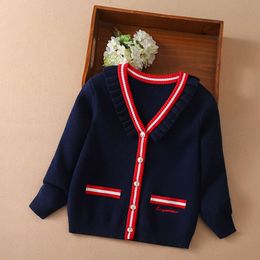 Kızlar Sweaters Örme Talif Uzun Kollu Sonbahar Kış Çocuk Ceket Çocukları Dış Giyim L2405