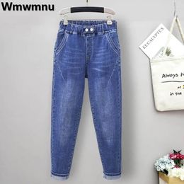 Women's Jeans Oversize Elastic High Waist Harem Baggy Korean Denim Pants Casual Womens Vaqueros Spring Fall Basic Pantalones For 100 Kg