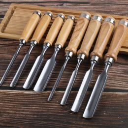 1pcs Woodworking Carving Chisel 6/12/18/24mm Flat Chisels DIY Woodworking Woodcut Carving Knife Engrave Half Round Hand Tools