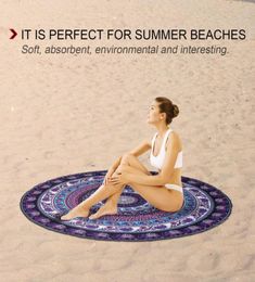 European American Round Shape Beach Towel Elephant Digital Printed Polyester Blanket Table Yoga Sports Mat2579964